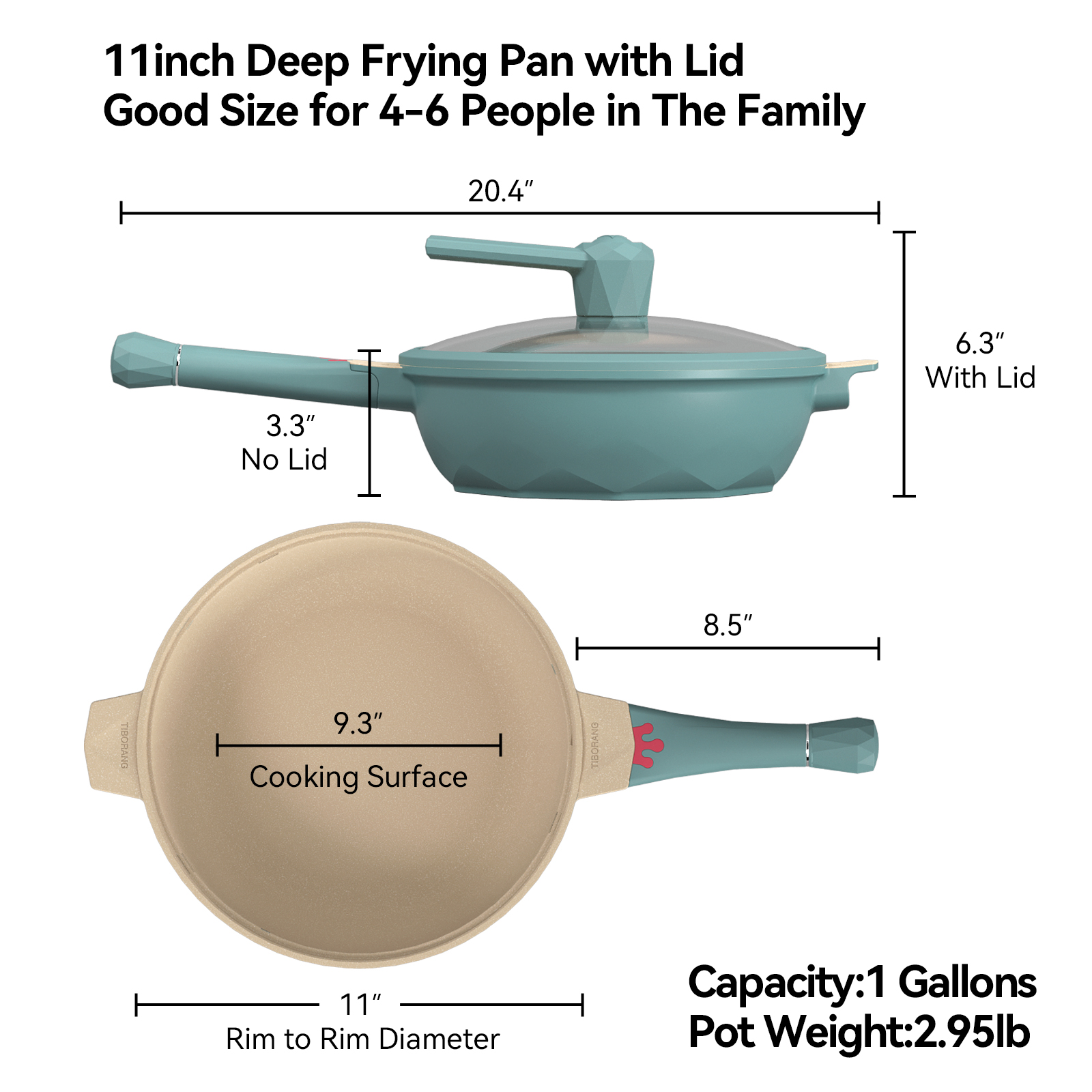 Tiborang Nonstick Frying Pans with Steamer Grid,11 inch All in One Pan ...