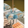 thumbnail image 2 of Square Outdoor Tablecloth with Umbrella Hole Teal Brown Beach Coastal Table Cloth Waterproof Patio Table Cover Summer Nautical Coral Shell Botanical Vintage Zipper Tablecloths for Picnic 54x54 Inch, 2 of 8