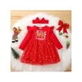 thumbnail image 2 of Qiylii Valentine's Day Little Girls Outfit, Star Mesh Princess Letter Dress+Headwear, 2 of 9