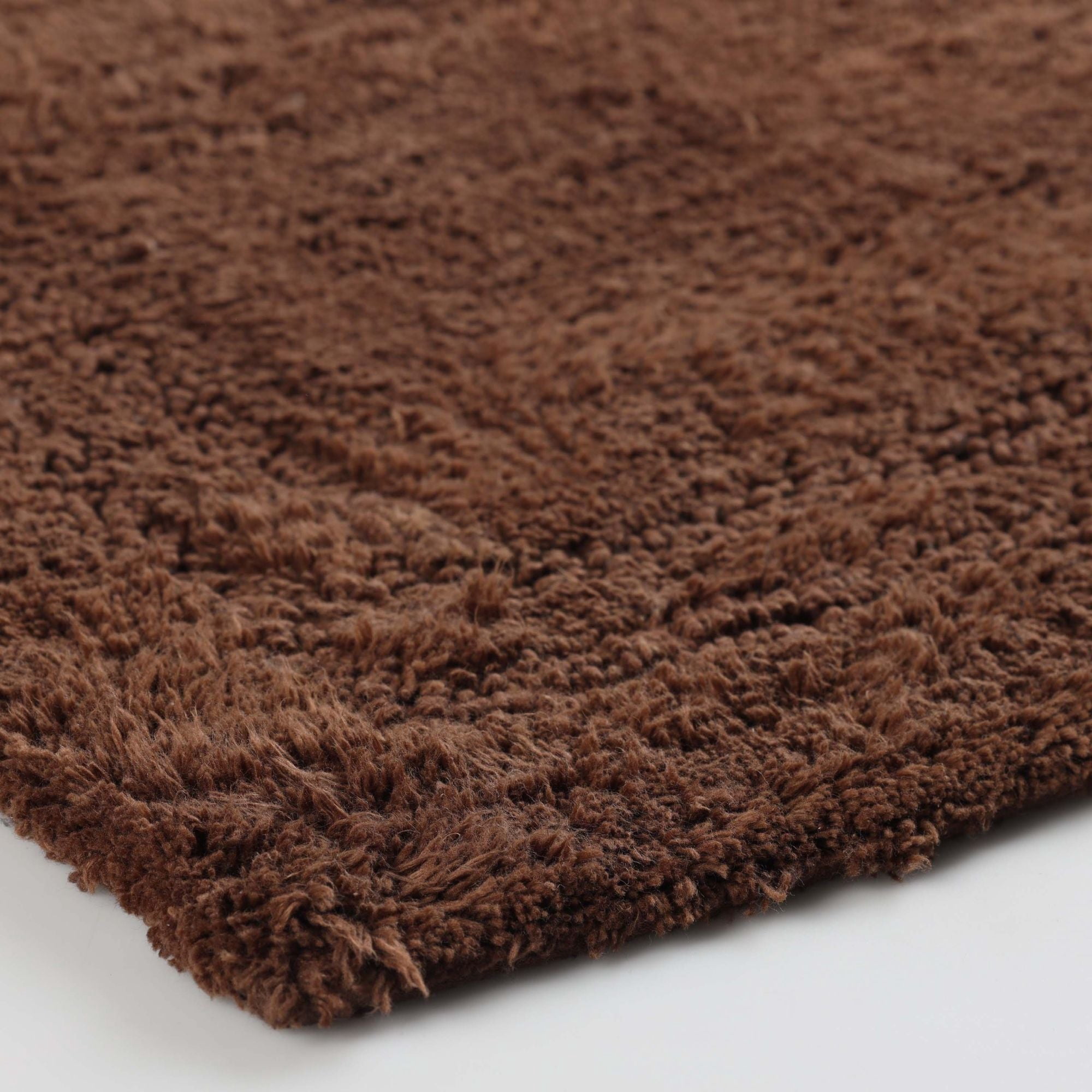 Superior Solid Bordered Cotton Washable Non-Slip Bath Rug, Runner Size, Chocolate