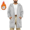thumbnail image 3 of HOOMEUMY Long Hoodies for Men Zip Up Thin Fleece Oversized Tunic Sweatshirts Long Sleeve Hooded Sweatshirts Jackets Coats with Pockets (Gray,XXXL）, 3 of 7