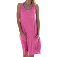 thumbnail image 1 of Fridja Womens en Vrac O-Cou d'Été Solide Poche Robe de Plage Sans Manches, 1 of 5