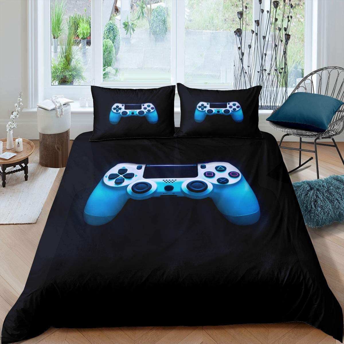 3D Gamer Geek Video Game Duvet Quilt Cover Bedding Set PlayStation PillowCase 4# 