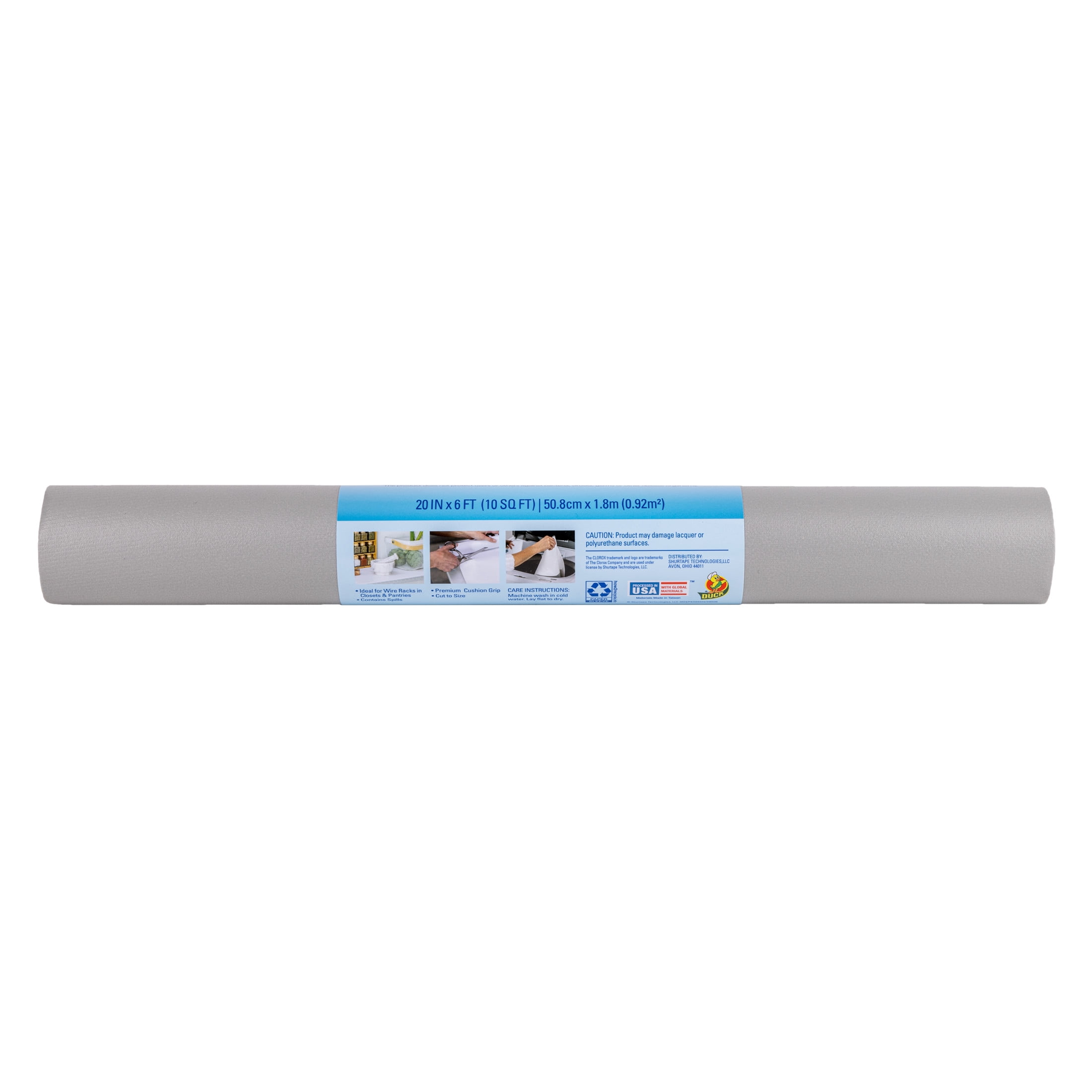 Solid Grip Shelf Liner with Clorox, Grey, 20 in. x 6 ft. Roll
