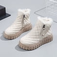 thumbnail image 3 of Botas de nieve gruesas con forro polar de invierno, zapatos de mujer, plataforma de moda que combina con todo, suela de piel integrada, zapatos de algodón cortos, cálidos y sencillos, 3 of 4