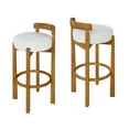 thumbnail image 3 of Christopher Knight Home Rustic Upholstered Bar Stools with Round Backs, Solid Wood Frame, Ivory, Set of 2, 3 of 10