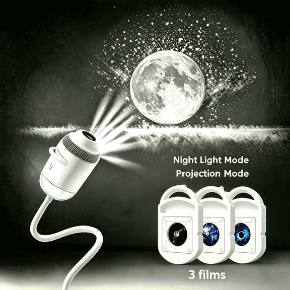 2-in-1 Galaxy Projector Night Light, Starry Projection Warm Night Light, 2027 Upgraded HD 5D Holographic Projector with 3 Films, 360° Adjustable Rotatable USB Plug & Play Dimmable Star & Ocean Lamp