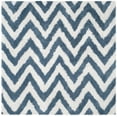 thumbnail image 3 of SAFAVIEH Giuseppe Chevron Shag Area Rug, Ivory/Blue, 7' x 7' Square, 3 of 6
