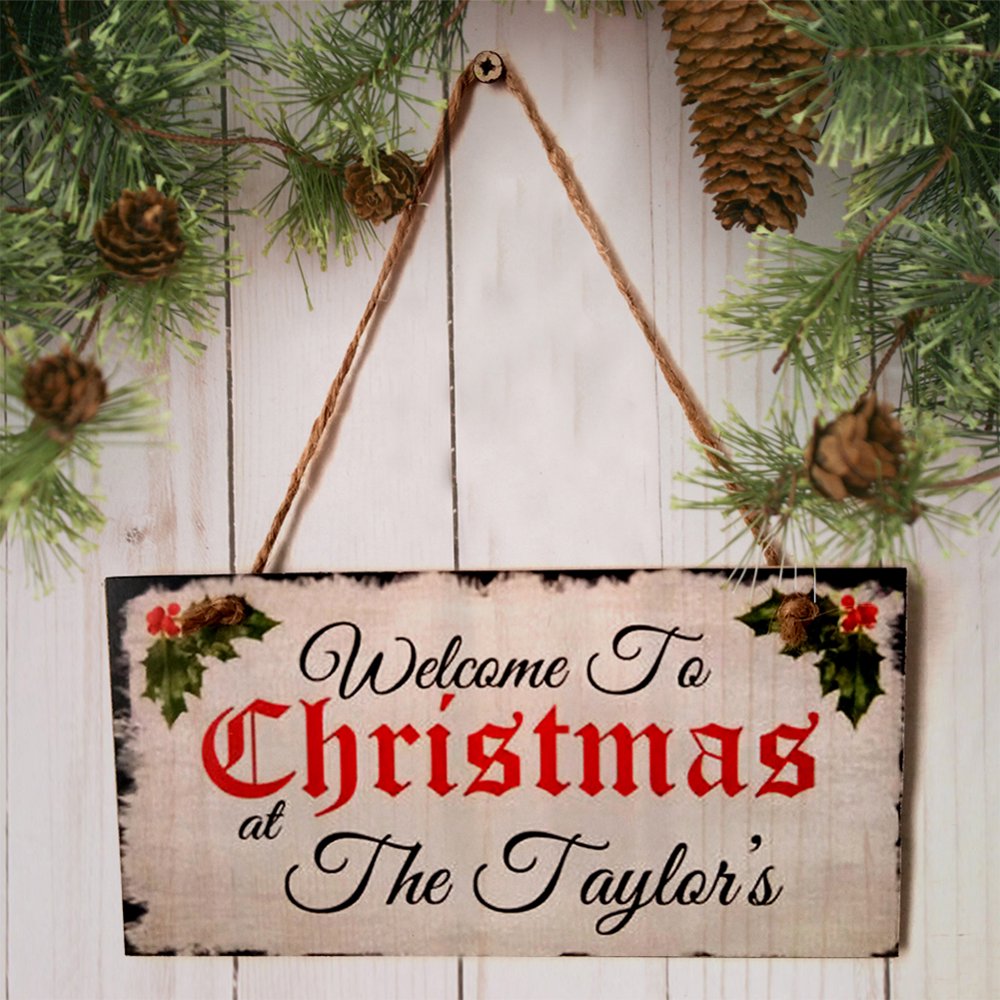 4&quot;x8&quot; Wooden Christmas Welcome Sign Plaque Hanging Sign for Christmas