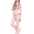 thumbnail image 3 of FAIWAD Girls Yoga Sets 2 Piece Outfits Long Sleeve Zip up Jacket and Leggings Athletic Gym Set, 3 of 8
