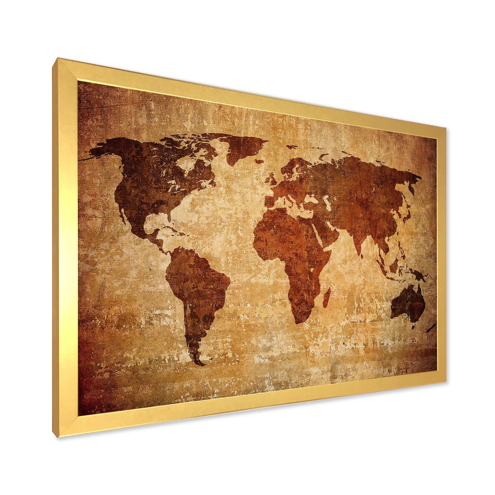 Designart 'Ancient World Map XI' Vintage Framed Art Print