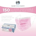 thumbnail image 2 of Salon World Safety Pink Masks - Bulk 3 Boxes (150 Masks) in Sealed Dispenser Boxes of 50 - 3 Layer Disposable Protective Face Masks with Nose Clip & Ear Loops - 3-Ply Non-Woven Fabric, Safe, 2 of 5
