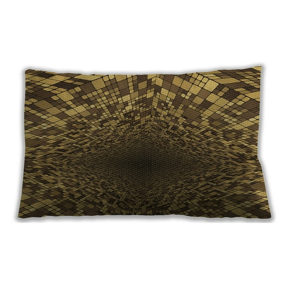 Ahgly Company Patterned Outdoor Rectangular Cinnamon Brown Lumbar Throw Pillow, 13 inch by 19 inch