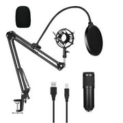 MABOTO USB 192kHZ/24bit Podcast Recording Microphone Kit Professional Condenser Studio Broadcasting MIC with Stand Plug & Play For Gaming Chatting Speech
