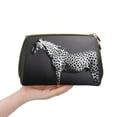 thumbnail image 4 of Naloa Monochrome Leopard Horse Leather Makeup Bag for Purse Travel, Portable Small Cosmetic Organizer for Women and Girls, Make up Bag with Zipper, 4 of 8