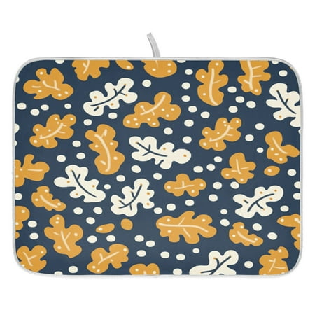 

Leaves Icons Pattern Dish Drying Mat for Kitchen Quick Drying Absorbent Soft Durable 18 x 24