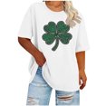 thumbnail image 2 of Womens St Patricks Day Shirt Four Leaf Clover T-Shirt Summer Casual Short Sleeve Loose Tees Plus Size Tops for Curvy Women, 2 of 5