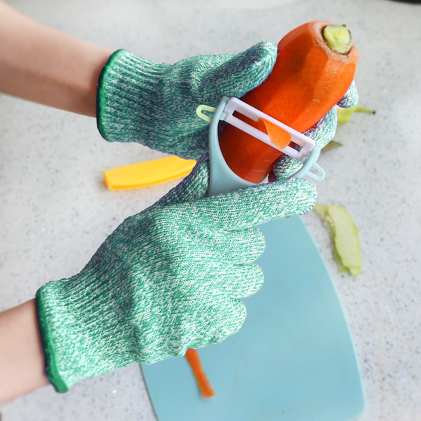 Evridwear Children Kids Cut Resistant Gloves, Food Grade, Level 6 Protection, HPPE (M (8-11YRS), Green)