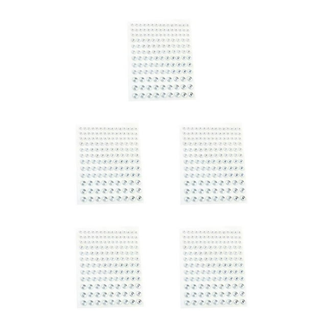 Transemion Eye Face Rhinestone Stickers Crystal No Glue Glitter Forehead Makeup Jewelry Festival Accessory DIY Decorations White 5Set