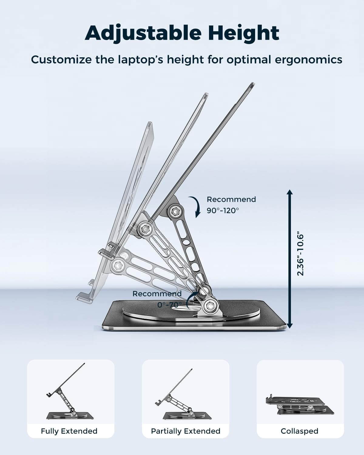 360° Rotating Laptop Stand For Desk | Adjustable  Foldable Portable Aluminum Riser Compatible With Macbook & All Laptops 10-16 Inch Rose