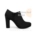 thumbnail image 3 of BLISSFUL STEP Round Toe Platform Block Heels Ankle Booties for Women Black 7, 3 of 6