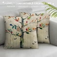 thumbnail image 3 of Shiartex Vintage Rustic Wood Background Forest Trees Decor Throw Pillow Covers Watercolor Love Birds Colorful Feather Flowers Bloom Home Sofa Chair Cushion Case 18x18in, 3 of 5
