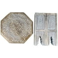 thumbnail image 4 of Olta 18 Inch Handcrafted Farmhouse Side Table Engraved Carved Design Mango Wood Octagonal Top Antique Brown - Saltoro, 4 of 6
