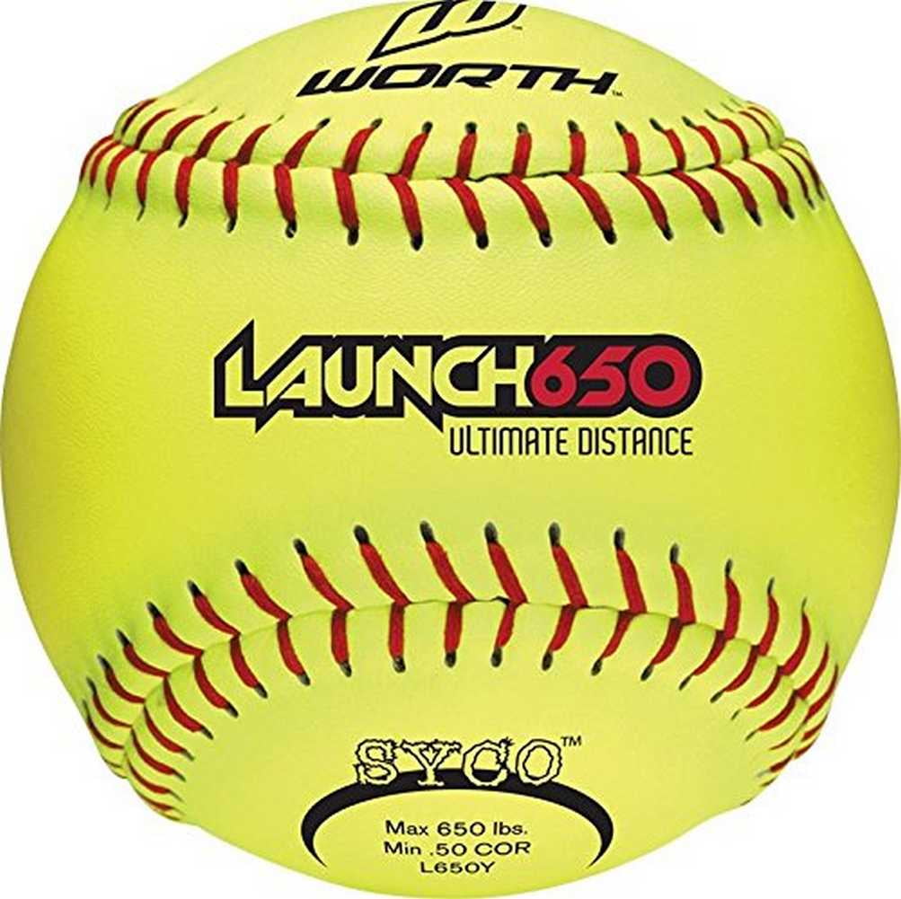 Worth 12" Launch 650 Ultimate Distance Slowpitch Softballs, (12) Yellow