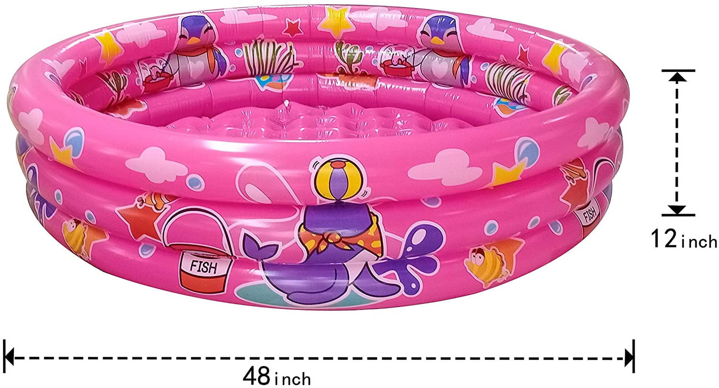 3 Rings Kiddie Pool for Toddler, 48”X12”，Kids Swimming Pool, Inflatable Baby Ball Pit Pool, Small Infant Pool (Blue)
