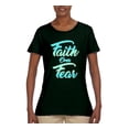 thumbnail image 2 of Wild Bobby, Faith Over Fear, Inspirational/Christian, Women Graphic Tee, Forest Green, Medium, 2 of 4