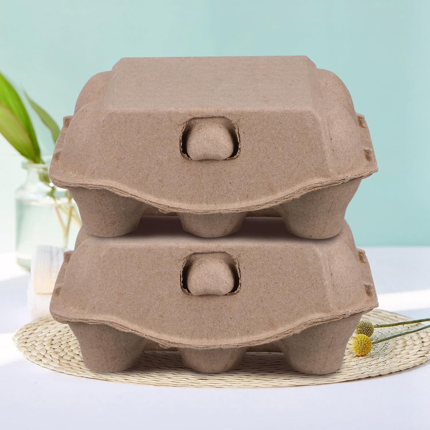 Waqn Egg Cartons Half Dozen Egg Storage Containers Holder, Blank Paper Egg Cartons Storage Tray Chicken Eggs Box, 25pcs A605