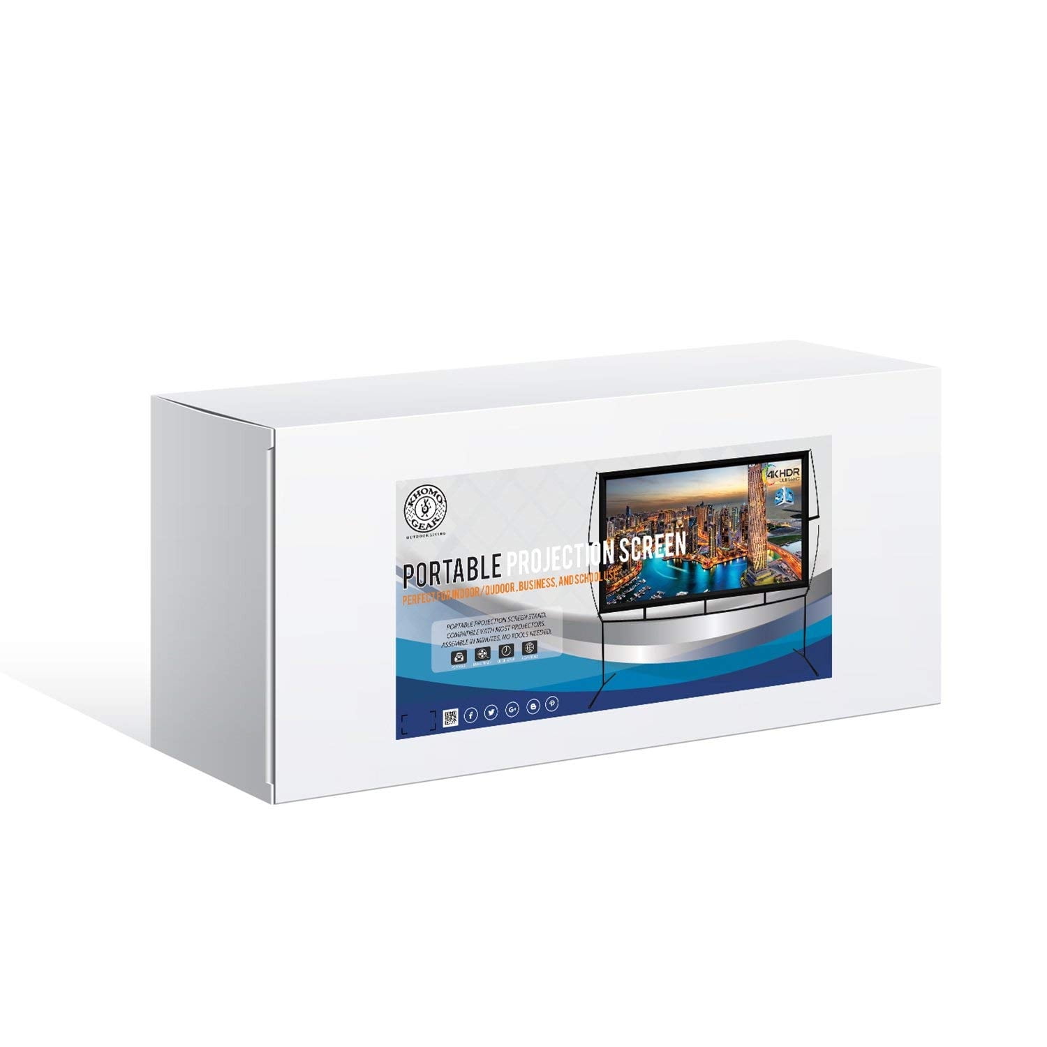 Khomo Gear Projector Screen 120" 16:9 Portable Outdoor and Indoor Theater with Stand Legs Jumbo