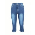 thumbnail image 4 of HKYNLAG Capri Jeans for Women Stretch Low Rise Denim Capris Light Wash Ripped Skinny Cropped Jeans Streetwear Blue L, 4 of 7