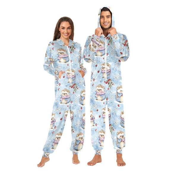joogoo Cute Hedgehog Unisex Adults Onesies Pajamas Jumpsuits L