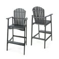 thumbnail image 2 of Carla Outdoor Acacia Wood Adirondack Barstools, Set of 2, Dark Grey, 2 of 5