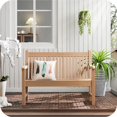 thumbnail image 2 of Psilvam 2-Person Poly Lumber Outdoor Bench with 700 Lbs Weight Capacity – Weatherproof Garden Seating for, Balcony Porch & Park, All-Weather Fade-Resistant Patio Furniture (Teak Color), 2 of 7