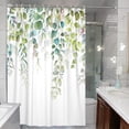 thumbnail image 4 of Green Eucalyptus Shower Curtain Watercolor Teal Plant Leaf Bathroom Shower Curtains Waterproof Fabric Botanical Flower Floral Bath Curtain with Hooks (72'''' × 72'''', Green), 4 of 6