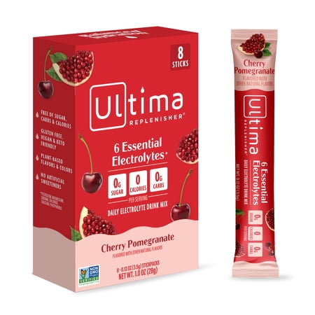 Ultima Replenisher, Electrolyte Drink Mix Packets, Sugar Free Daily Hydration Powder, Cherry Pomegranate, 8 Count Stickpacks