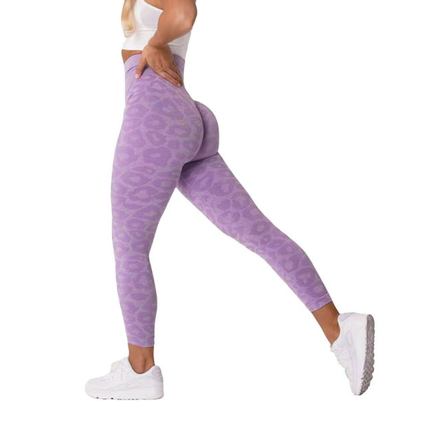 Snowflake Leopard Print Cropped Yoga Pants Jacquard Seamless Animal Design Workout Leggings