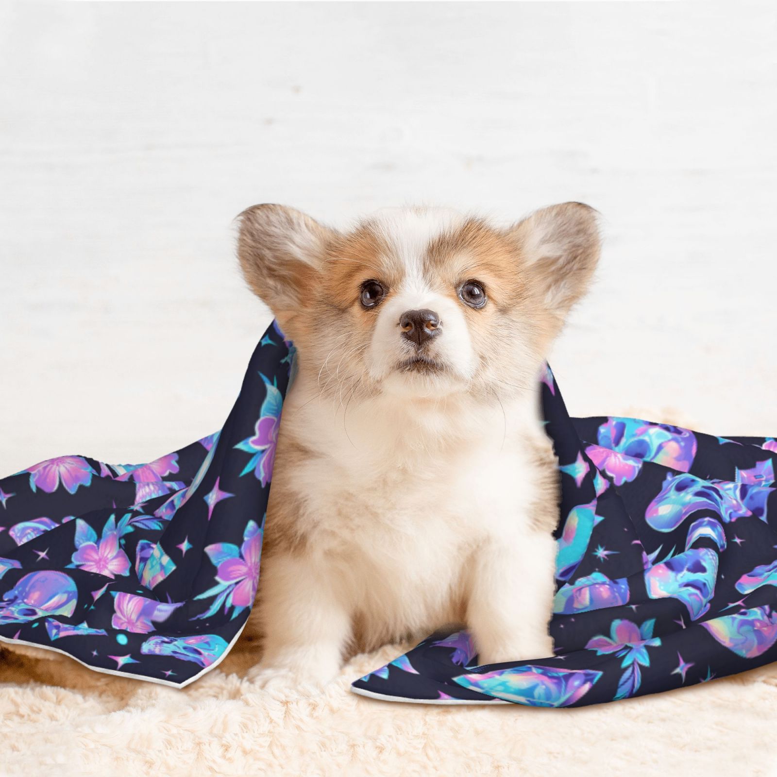 Naloa star Skull flower crystal Dog Blanket, 3 Sizes Cat Blanket for Indoor Cats Large Medium Small Dog Gifts-Large