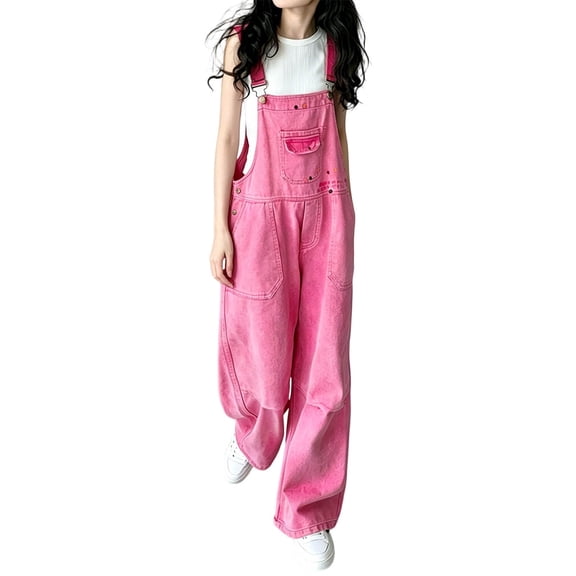 Tfken Little Girls Classic Pants Elastic Waist Stretchy Trousers Loose Wide-Leg Overall With Pockets Fashion Lightweight Teen Daily Casual Wear Trendy Clothes Size 4-5 Years Pink