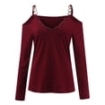 thumbnail image 7 of Summer Tops for Women Solid V Neck Lace Long Sleeve Casual T Shirt Blouse Tops Heavy Winter for Women T Shirts Fall Blouse Top Tee with Thin Shirts Fashion Misses 511 Red L, 7 of 7