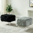 thumbnail image 3 of Raven I Contemporary Faux Fur Acrylic Ottoman, Gray, 3 of 4