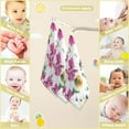 thumbnail image 3 of Spring Hummingbird Floral Baby Muslin Washcloths Super Soft Absorbent Face Towel, Colorful Summer Flowers Burp Cloths Cotton Bath Wipes 3 Pack Wash Cloth for Newborn Boys Girls 12x12 inches, 3 of 7