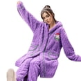 thumbnail image 1 of Falda de noche de Navidad Gibobby con sombrero de forro polar coral para mujer Morado L, 1 of 5