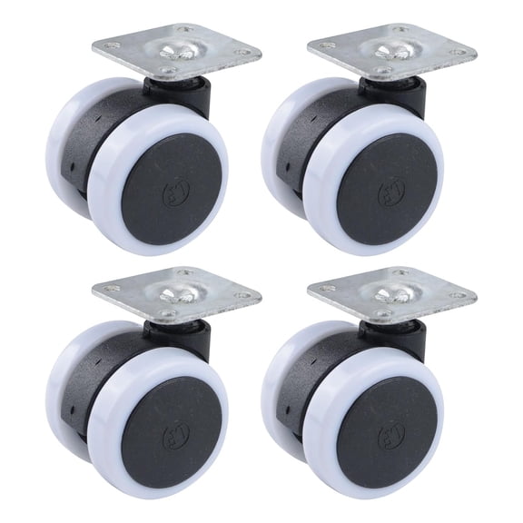 Self Adhesive Caster Wheels, 4PCS Universal Pulleys Caster Wheels Low Profile Caster Wheels for Furniture,Storage Box,Mop Bucket (Black-White)