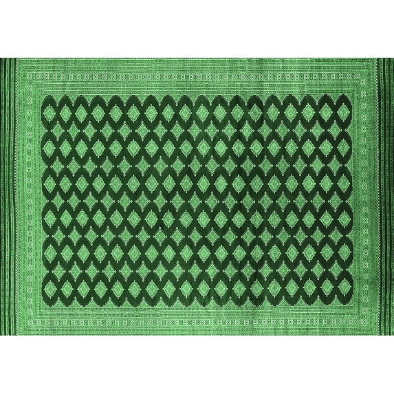 Ahgly Company Indoor Rectangle Oriental Emerald Green Industrial Area Rugs, 7' x 10'