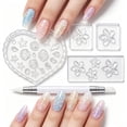 thumbnail image 2 of Silicone Nail Molds 3D Flower Dolphin Turtle Shell Butterfly 3D Flower Mold for Nails Reusable Nail Charm Molds for Gel & Acrylic with Carving Pen Multiple DIY Nail Molds for Art Design Salon Home, 2 of 5