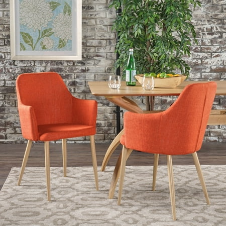 Le House Zelda Mid Century Modern Fabric Dining Chairs Set Of 2 Le House Zelda Mid Century Modern Fabric Dining Chairs Set Of 2 Muted Orange