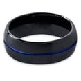 thumbnail image 2 of P. Manoukian Tungsten Wedding Band Ring 8mm for Men Women Black Blue Center Line Dome Brushed Lifetime Guarantee Size 10.5, 2 of 4